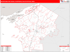 Watertown-Fort Drum Metro Area Digital Map Red Line Style